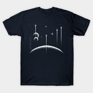 SciFi Ships Into Space pixel art T-Shirt